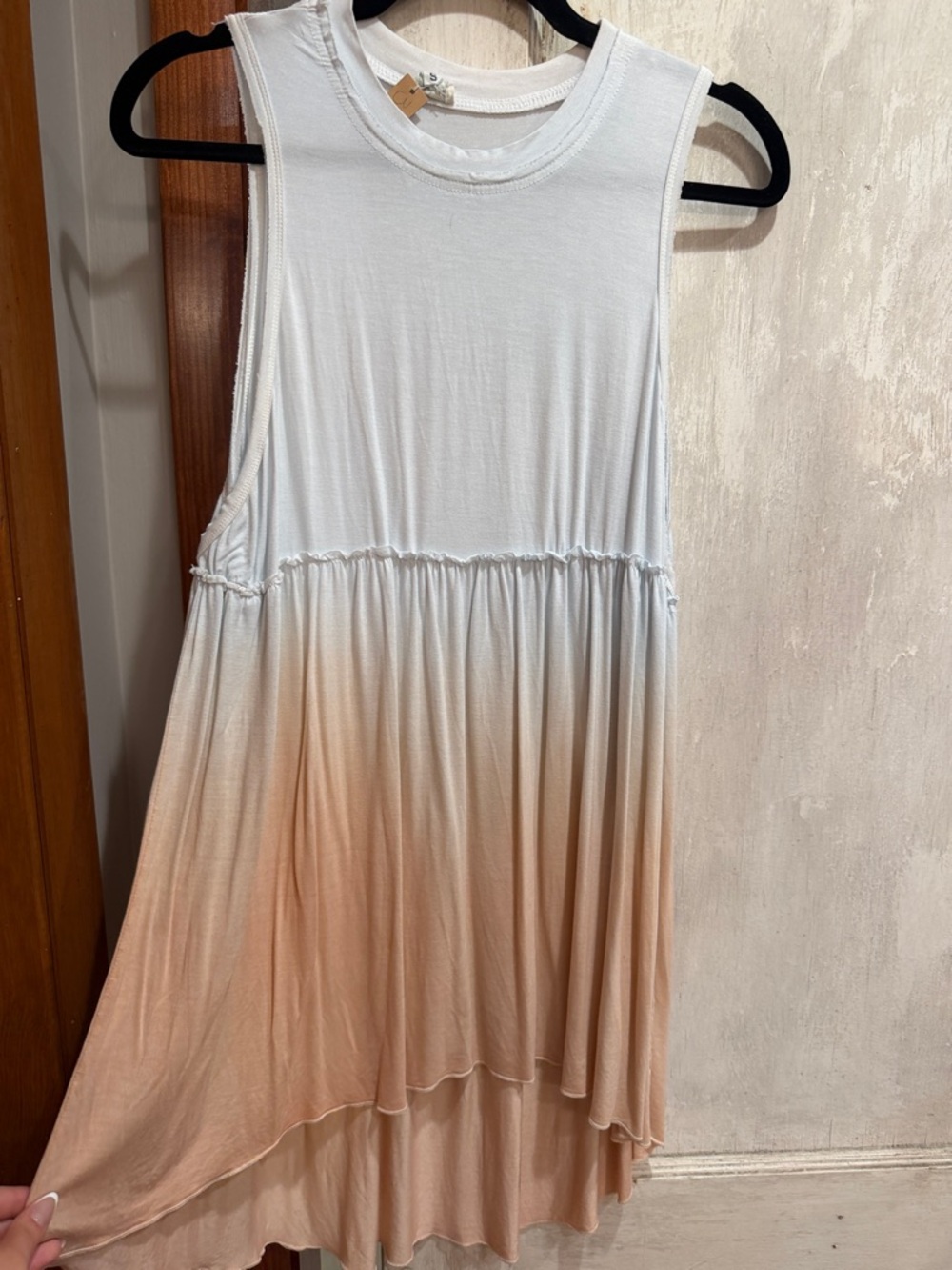 POL White to Blush Ombre Swing Tank